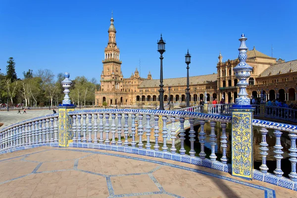 Una hermosa vista de la Plaza de España, en Sevilla — Foto de Stock