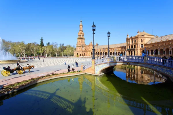 Una hermosa vista de la Plaza de España, en Sevilla —  Fotos de Stock