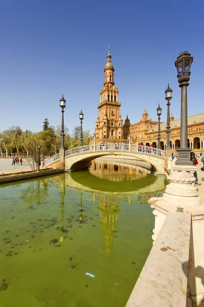 İspanyolca kare, Plaza de Espana, Seville güzel bir görünümü