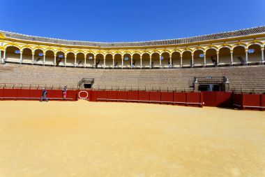 Ünlü Plaza de toros, boğa güreşi arena, Seville, Andalusi