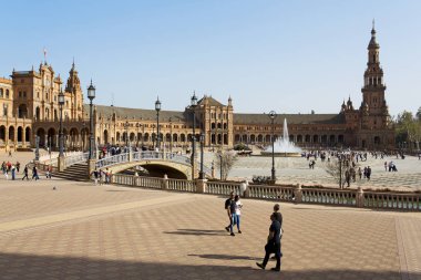 İspanyolca kare, Plaza de Espana, Seville güzel bir görünümü