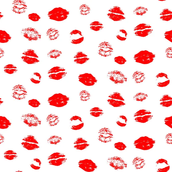 唇のベクトル画像のシームレスなパターン 唇の刻印 キスだバレンタインデー 愛だロマンス — ストックベクタ