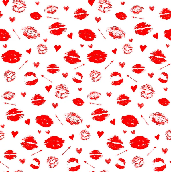 Seamless Pattern Vector Images Lips Imprint Lips Kiss Valentine Day — Stock Vector