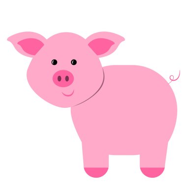 Çizgi filmdeki küçük domuz. Beyaz arkaplanda vektör çizimi. Çocuklar için bir resim..