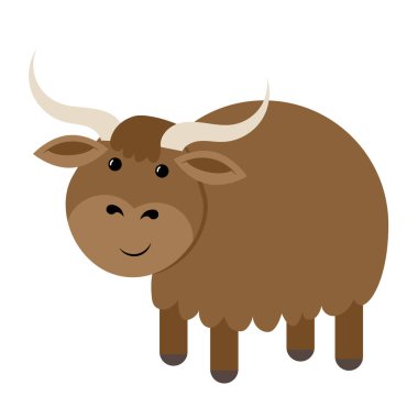 Çizgi film öküzü. Beyaz arkaplanda vektör çizimi. Çocuklar için çizim.