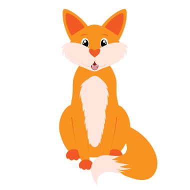 Çizgi film tilkisi. Beyaz arkaplanda vektör çizimi. Çocuklar için çizim.