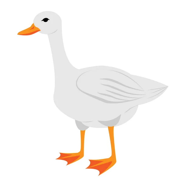 Cartoon Goose Vector Illustration White Background Drawing Children — Stock Vector