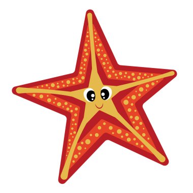 Cartoon starfish. Vector illustration on a white background. Drawing for children.