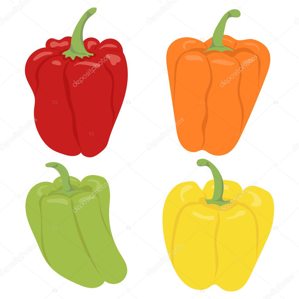 Bell pepper. Vegetables. Natural food and healthy nutrition. Flat vector illustration on a white background.