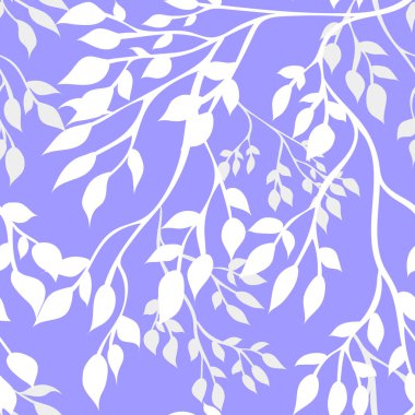 Dal ve yapraklar. Kusursuz desen. Düz vektör çizimi ve ağaç dalları. İzole edilmiş.