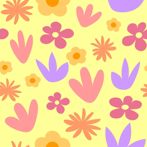 Blumen Nahtloses Muster Flache Vektorillustration Mit Dem Bild Der Blumen — Stockvektor