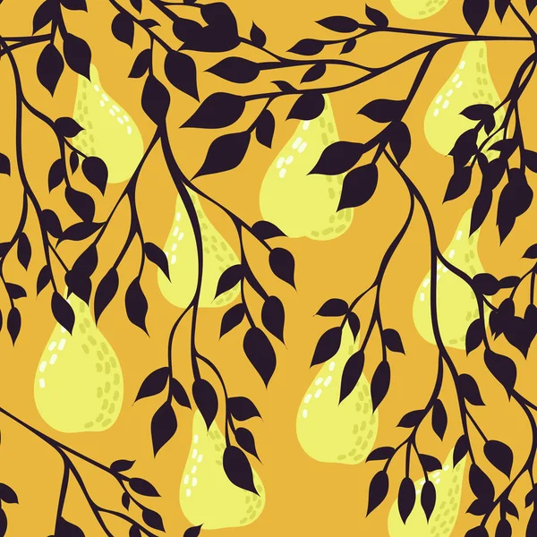 Birne Nahtloses Muster Flache Vektorillustration Mit Dem Bild Von Früchten — Stockvektor