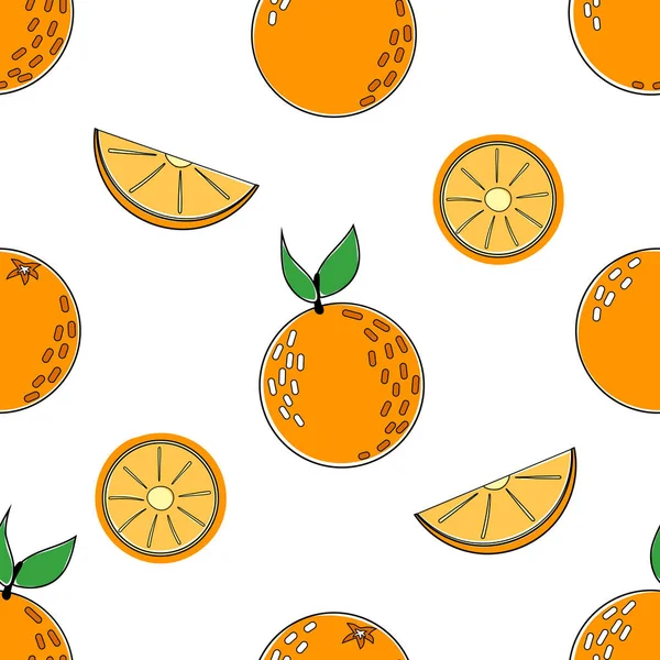 Patrón Sin Costuras Con Imagen Rebanadas Naranja Ilustración Vectorial Plana — Vector de stock