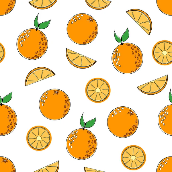 Seamless Pattern Image Slices Orange Flat Vector Illustration Isolated White — Stock Vector