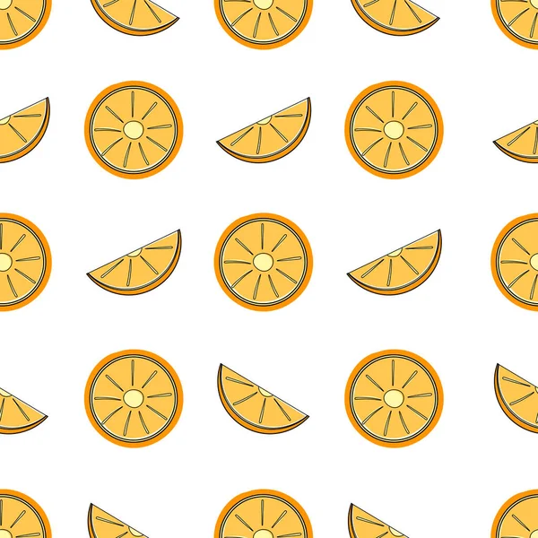 Patrón Sin Costuras Con Imagen Rebanadas Naranja Ilustración Vectorial Plana — Vector de stock