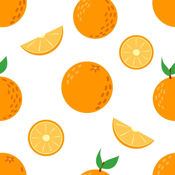 Seamless Pattern Image Slices Orange Flat Vector Illustration Isolated White — Stock Vector