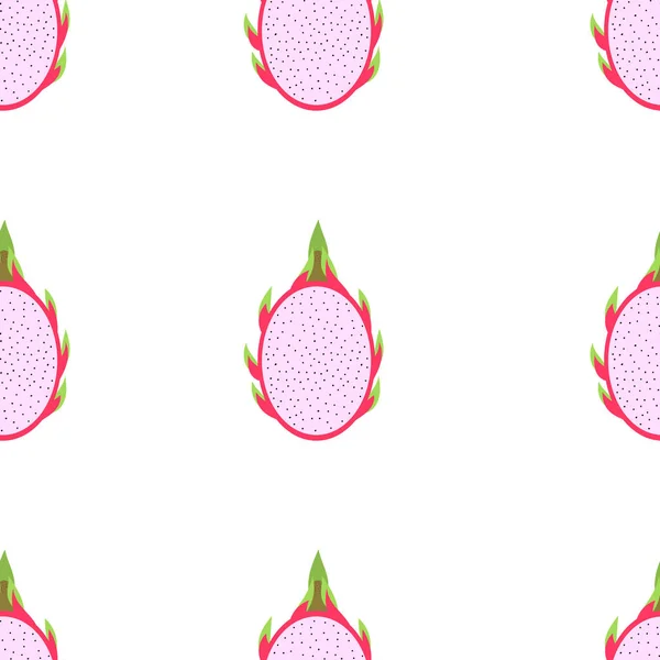 Modello Senza Cuciture Con Immagine Fette Pitaya Illustrazione Vettoriale Piatta — Vettoriale Stock