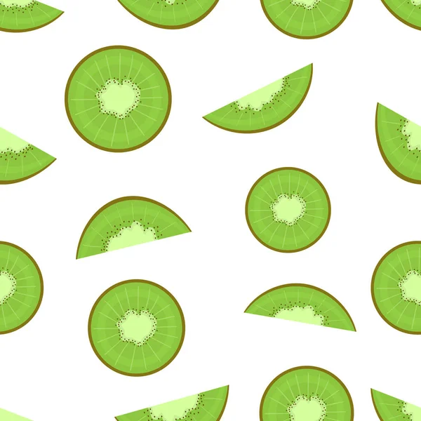 Seamless Pattern Image Slices Kiwi Flat Vector Illustration Isolated White — Stock Vector