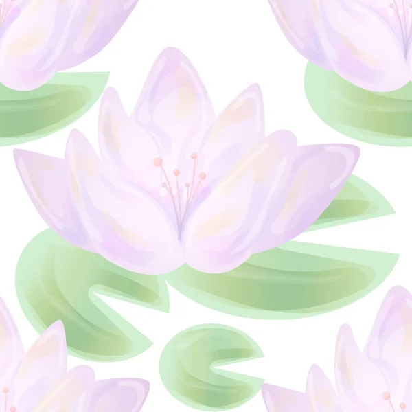 Nahtloses Blumenmuster Vektorbild Eines Lotus Aquarell Stil Blumen Isoliert Auf — Stockvektor