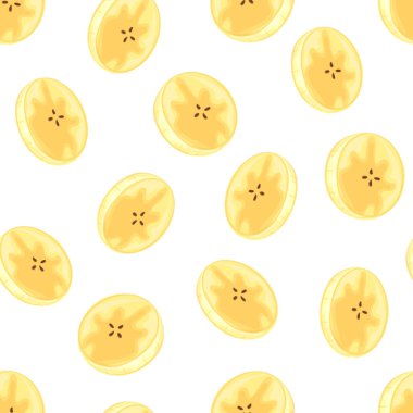 Muz görünümlü kusursuz bir desen. Suluboya tarzında meyveler. Beyaz arkaplanda izole edilmiş vektör illüstrasyonu.