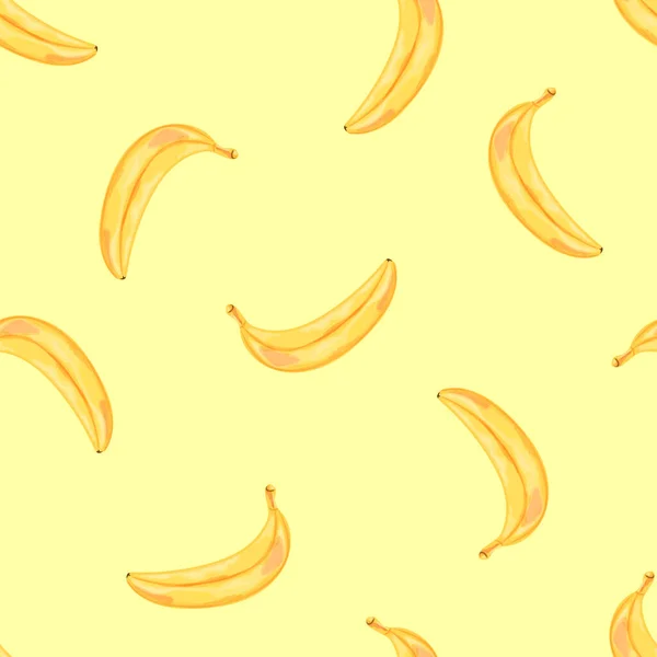 无缝图案与香蕉的形象 水彩画风格的水果 黄色背景上孤立的向量图 — 图库矢量图片