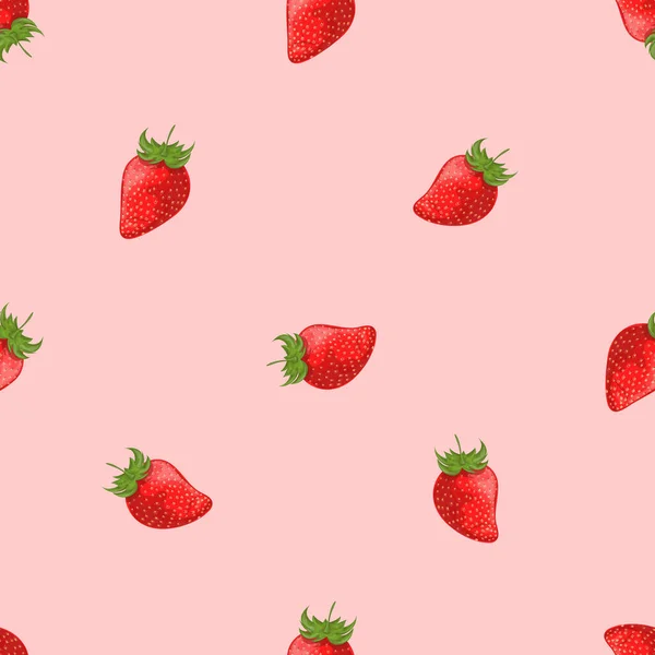 Seamless Pattern Image Berries Drawn Watercolor Style Strawberrie Isolated Vector — Stock Vector