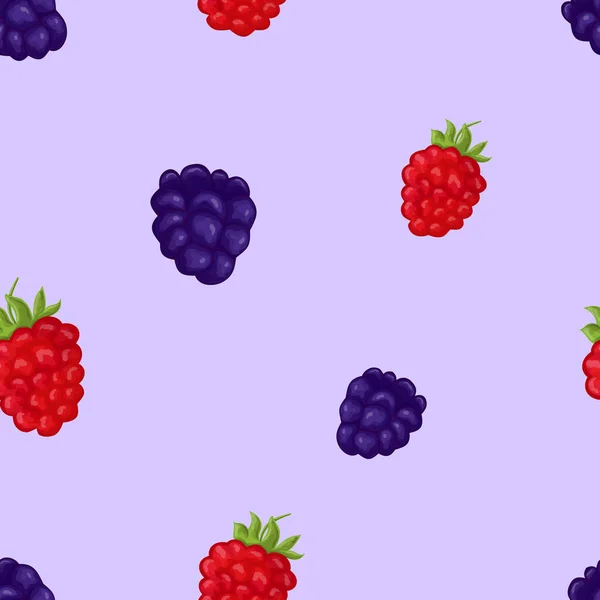 Seamless Pattern Image Berries Drawn Watercolor Style Raspberries Blackberries Isolated — Stock Vector
