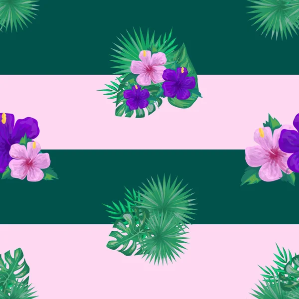 Ботанічний Фон Екзотичні Тропічні Квіти Листя Безшовний Візерунок Банерів Карт — стоковий вектор
