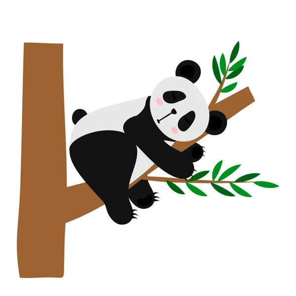 Mignon Panda Dessin Animé Sur Arbre Panda Dort Sur Arbre — Image vectorielle