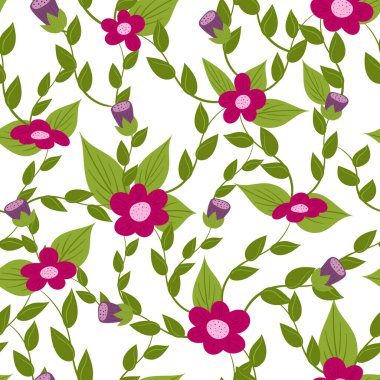 El çizimi çiçekler. Çiçeklerle kusursuz desen. Yaratıcı yaz çiçeği dokusu. Kumaş, tekstil ve kağıt baskısı için baskı. İzole edilmiş sektörel illüstrasyon.