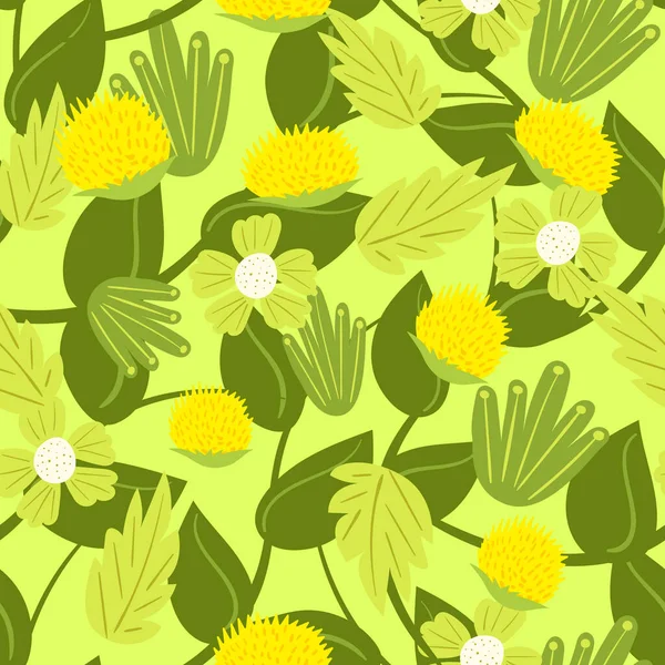 Handgezeichnete Blumen Nahtloses Muster Mit Blumen Kreative Sommerblumen Textur Druck — Stockvektor