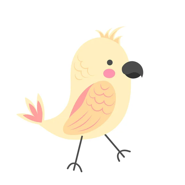 かわいい漫画の鳥 黄色のオウム 白い背景に孤立した子供のベクトル図 — ストックベクタ