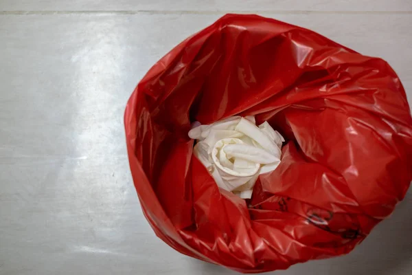 Resíduos Infecciosos Devem Ser Eliminados Saco Lixo Vermelhos Nos Hospitais — Fotografia de Stock