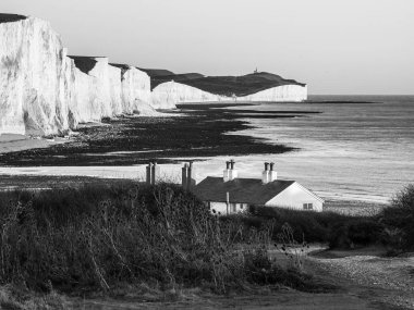 Seaford, Sussex/Uk - 28 Kasım: Eski sahil güvenlik Cottages adlı Se