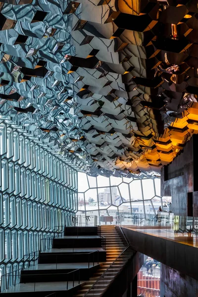 REYKJAVIK/ICELAND - FEBRUARY 4 : Interior View of the Harpa Conc — Stock Photo, Image