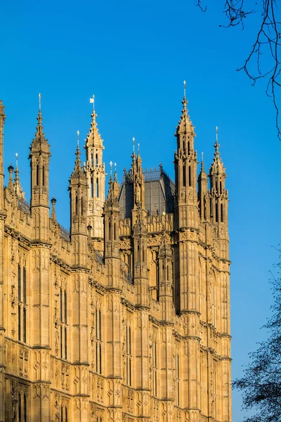 LONDRA / UK - 13 FEBBRAIO: Veduta delle Camere dei Parlamentari illuminate dal sole — Foto Stock