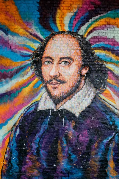 LONDRES / RU - 13 FÉVRIER : Peinture de Shakespeare sur un mur en L — Photo