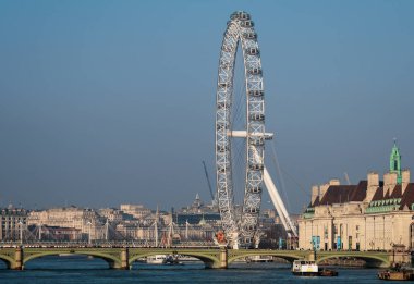 Londra/İngiltere - Şubat 13: Londra'daki London Eye görünümü Fe '