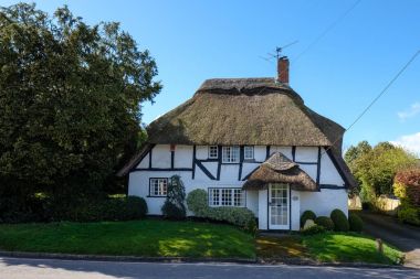 Micheldever, Hampshire/Uk - 21 Mart: Bir Thatched Cottag görünümünü