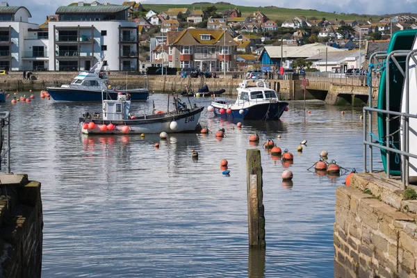 Lyme Regis, Dorset/Uk - 22 mars: Båtar i hamnen på Lyme — Stockfoto