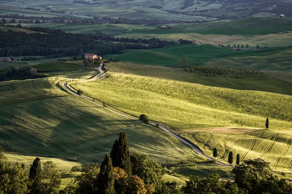 VAL D 'ORCIA, TOSCANA / ITALIA - 17 DE MAYO: Val d' Orcia en Toscana en — Foto de Stock