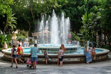 MARBELLA, ANDALUCIA/SPAIN - JULY 6 : Fountain Virgen Del Rocio i clipart