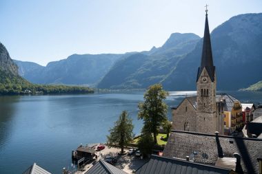 Hallstatt, Salzkammergut/Avusturya - Eylül 14: E görünümünü
