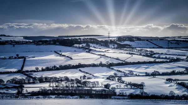 Gateshead, Tyne and Wear yakınındaki karlı manzara — Stok fotoğraf