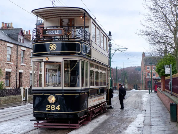 Stanley, hrabství Durham/Uk - 20. ledna: Staré tramvaje na severu o — Stock fotografie