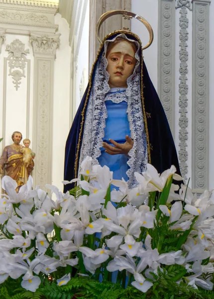 Lagos, Algarve/Portugalia - 5 marca: Statua Maryi w St Marys C — Zdjęcie stockowe