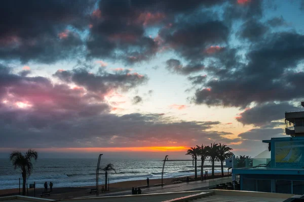 Sun Setting at Quarteira in Portugal — Stock Photo, Image