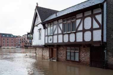 York, North Yorkshire / Uk - 18 Şubat: York North Yorkshire 'da 18 Şubat 2020' de sel baskını