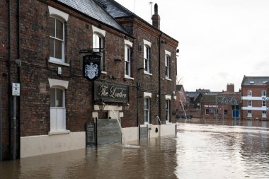 York, North Yorkshire / Uk - 18 Şubat: York North Yorkshire 'da 18 Şubat 2020' de sel baskını