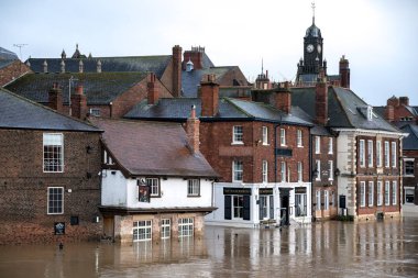 York, North Yorkshire / Uk - 18 Şubat: York North Yorkshire 'da 18 Şubat 2020' de sel baskını